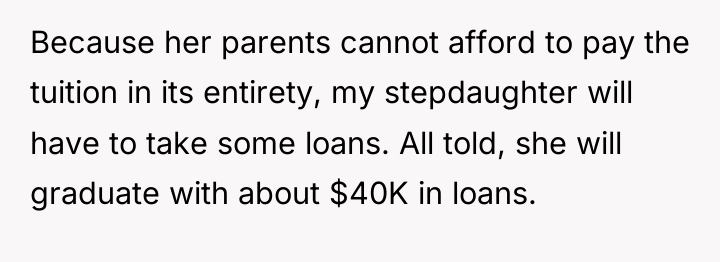 Because her parents cannot afford to pay the tuition in...