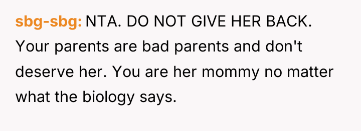 sbg-sbg NTA. DO NOT GIVE HER BACK. Your parents are...