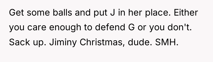 Get some balls and put J in her place. Either...
