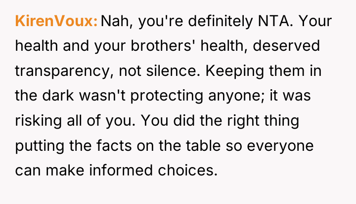 KirenVoux Nah, you're definitely NTA. Your health and your brothers'...