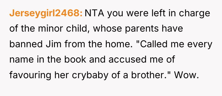 Jerseygirl2468 NTA you were left in charge of the minor...