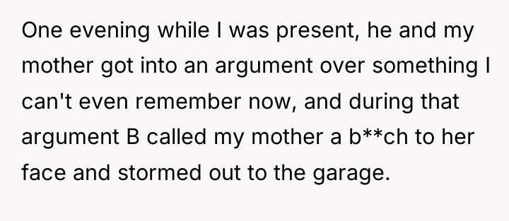 One evening while I was present, he and my mother...