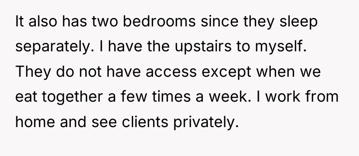 It also has two bedrooms since they sleep separately. I...
