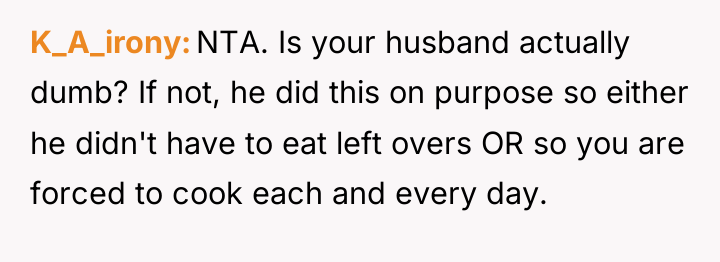 K_A_irony NTA. Is your husband actually dumb? If not, he...
