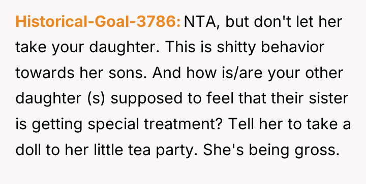 Historical-Goal-3786 NTA, but don't let her take your daughter. This...
