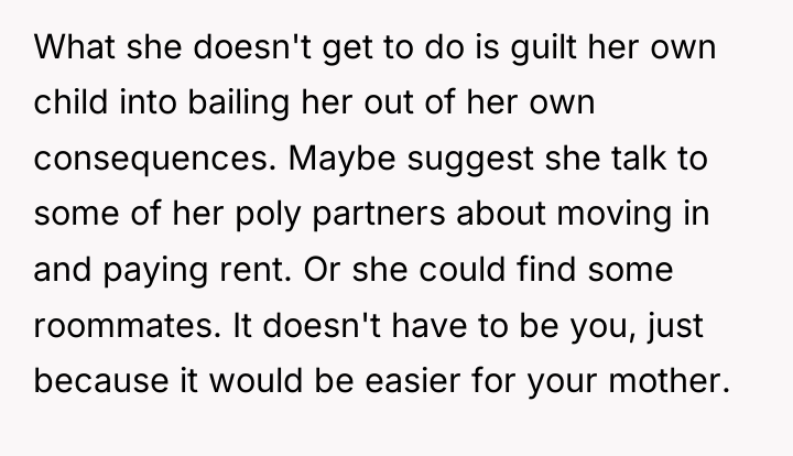 What she doesn't get to do is guilt her own...
