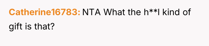 Catherine16783 NTA What the h**l kind of gift is that?