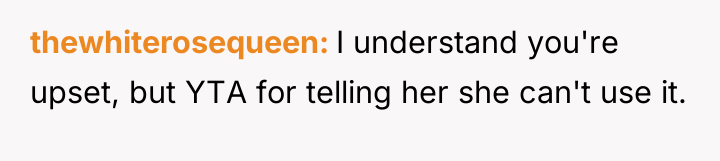 thewhiterosequeen I understand you're upset, but YTA for telling her...