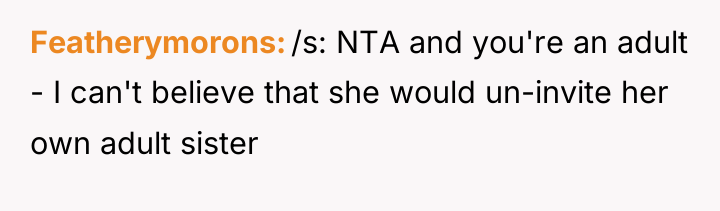 Featherymorons /s: NTA and you're an adult - I can't...