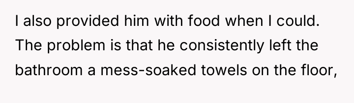 I also provided him with food when I could. The...