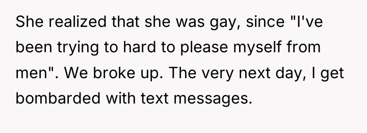 She realized that she was gay, since "I've been trying...