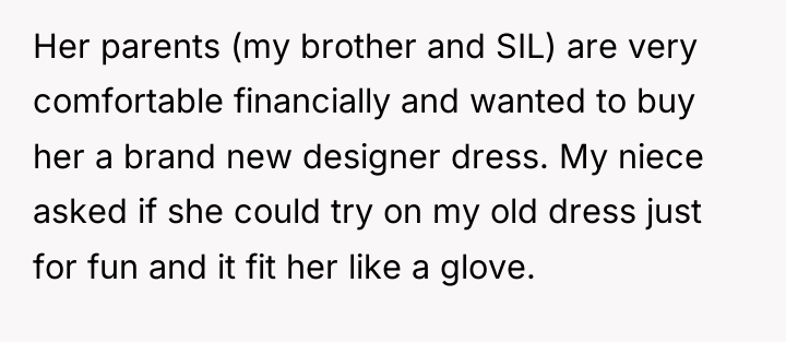 Her parents (my brother and SIL) are very comfortable financially...