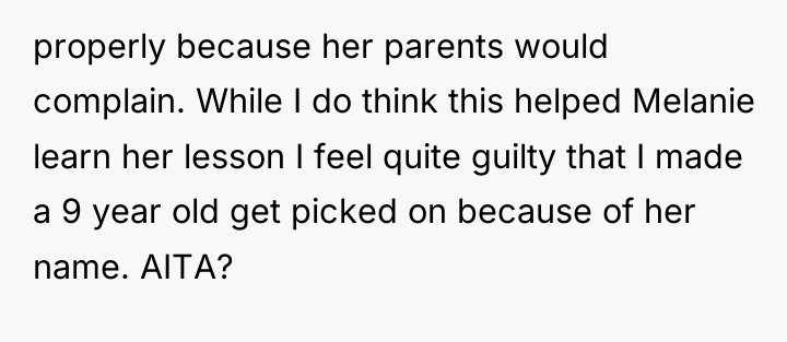 properly because her parents would complain. While I do think...