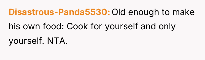 Disastrous-Panda5530 Old enough to make his own food: Cook for...
