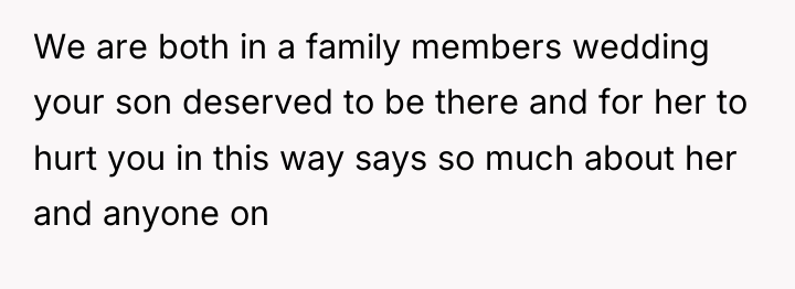 We are both in a family members wedding your son...