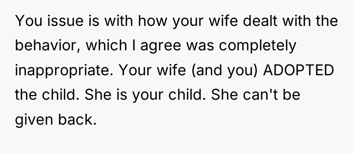 You issue is with how your wife dealt with the...