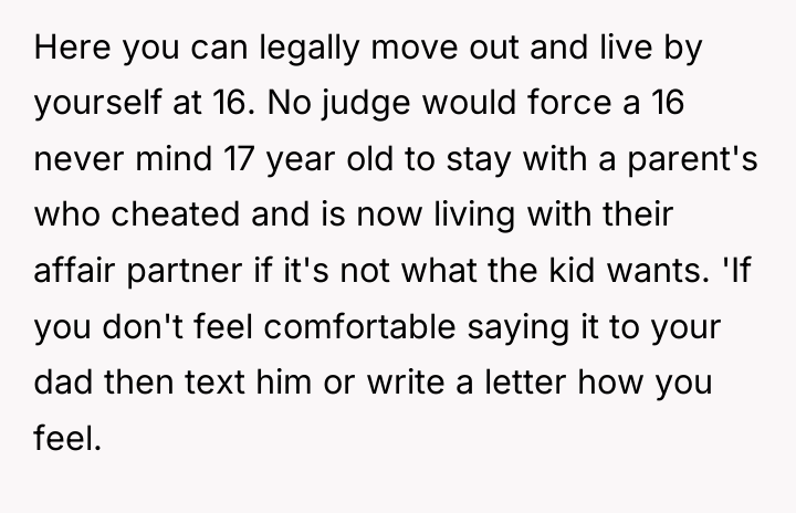 Here you can legally move out and live by yourself...