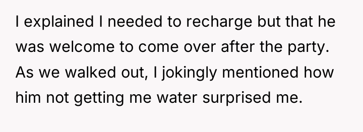 I explained I needed to recharge but that he was...