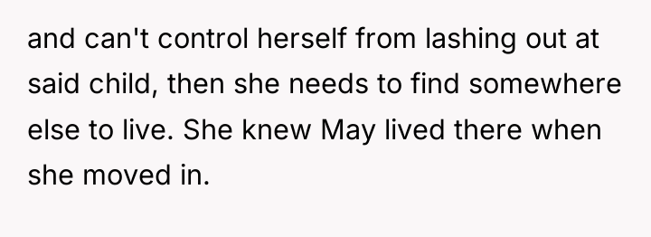 and can't control herself from lashing out at said child,...