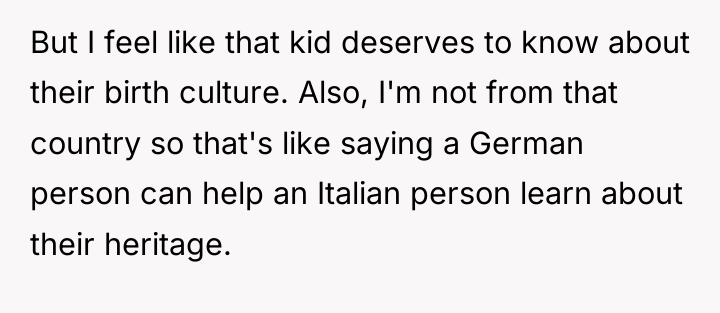 But I feel like that kid deserves to know about...