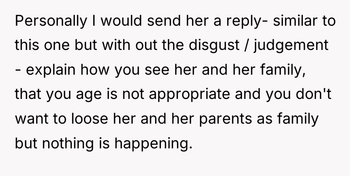 Personally I would send her a reply- similar to this...