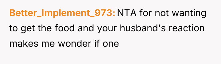 Better_Implement_973 NTA for not wanting to get the food and...