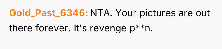 Gold_Past_6346 NTA. Your pictures are out there forever. It's revenge...