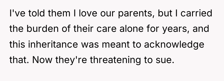 I've told them I love our parents, but I carried...