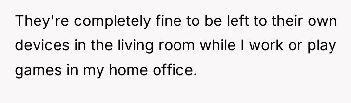 They're completely fine to be left to their own devices...