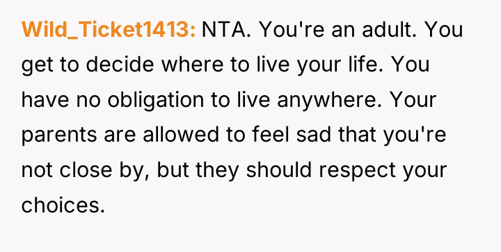 Wild_Ticket1413 NTA. You're an adult. You get to decide where...