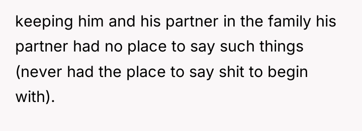 keeping him and his partner in the family his partner...