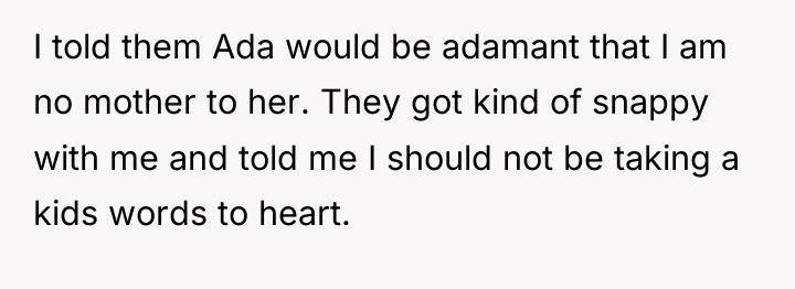 I told them Ada would be adamant that I am...
