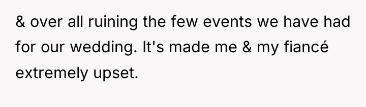 & over all ruining the few events we have had...