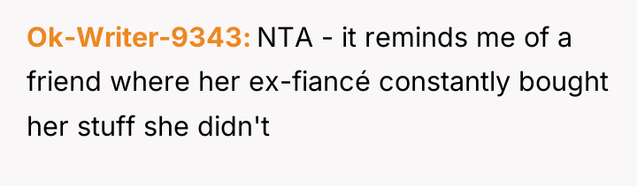 Ok-Writer-9343 NTA - it reminds me of a friend where...