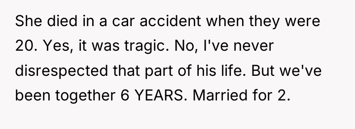She died in a car accident when they were 20....