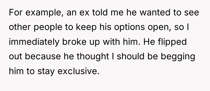 For example, an ex told me he wanted to see...