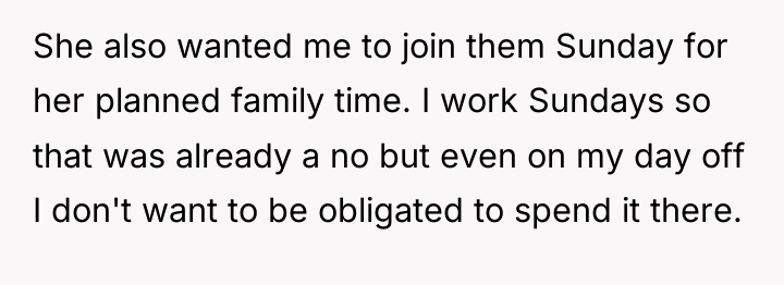 She also wanted me to join them Sunday for her...