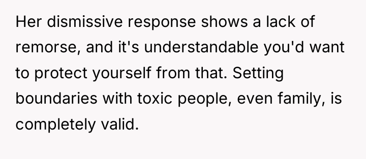 Her dismissive response shows a lack of remorse, and it's...