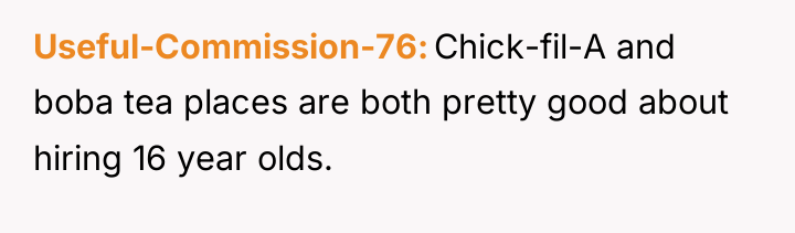 Useful-Commission-76 Chick-fil-A and boba tea places are both pretty good...