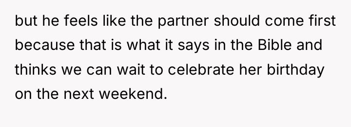 but he feels like the partner should come first because...