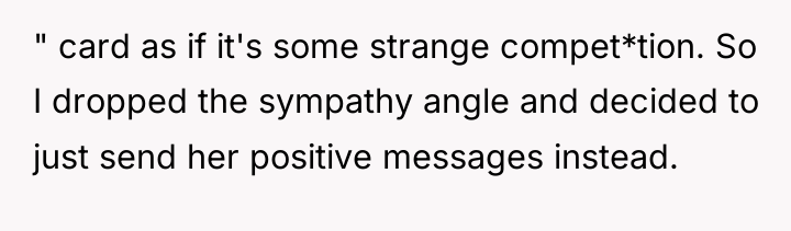 " card as if it's some strange compet*tion. So I...