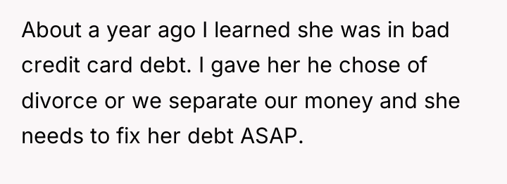 About a year ago I learned she was in bad...