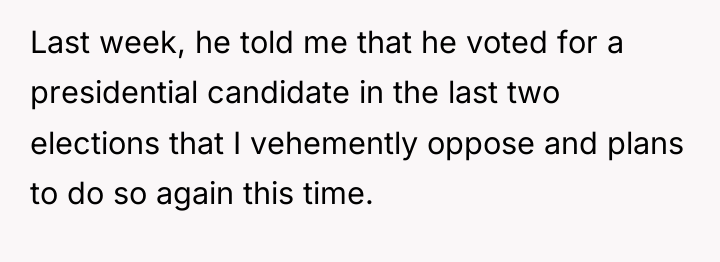 Last week, he told me that he voted for a...
