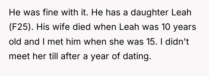 He was fine with it. He has a daughter Leah...