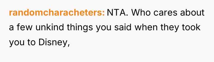 randomcharacheters NTA. Who cares about a few unkind things you...