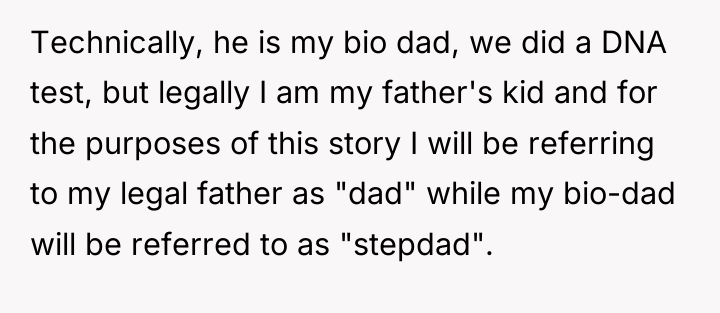 Technically, he is my bio dad, we did a DNA...