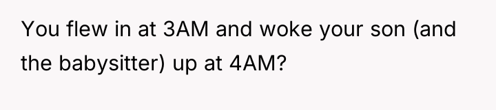 You flew in at 3AM and woke your son (and...