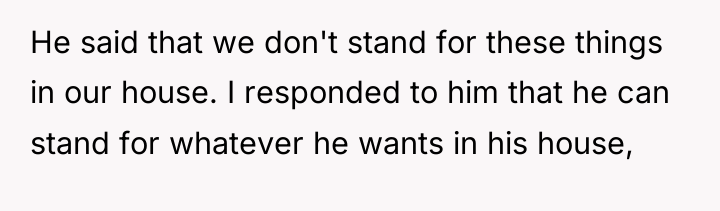 He said that we don't stand for these things in...