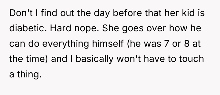 Don't I find out the day before that her kid...