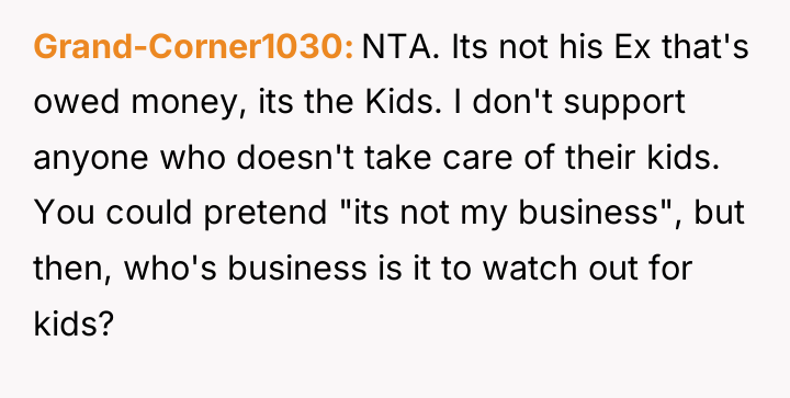 Grand-Corner1030 NTA. Its not his Ex that's owed money, its...